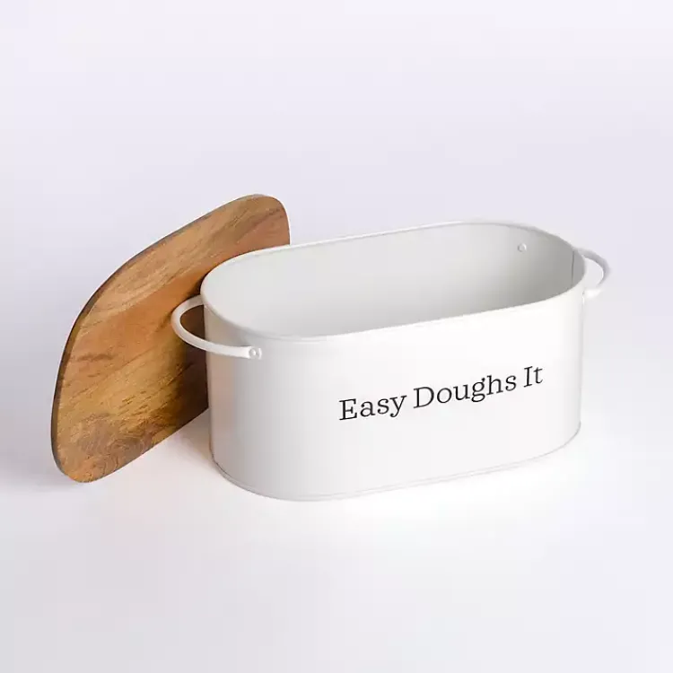 Kitchen Storage-Kirklands Home Easy Doughs It Metal Bread Box White