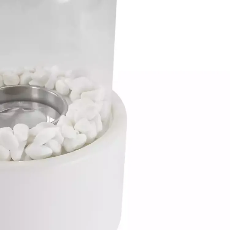 Fire Pits-Kirklands Home Outdoor Tabletop Fireplace on Base White