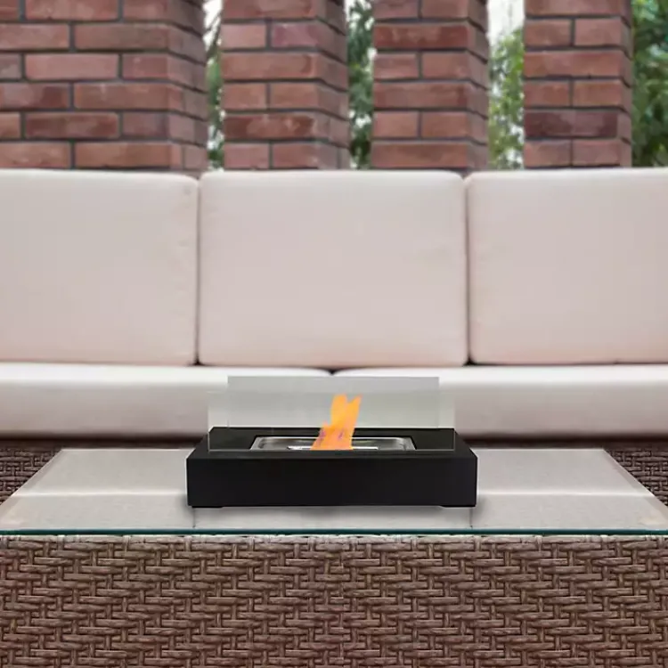 Fire Pits-Kirklands Home Ventless Tabletop Fireplace on Black Base