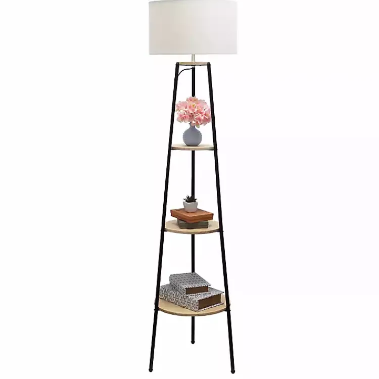 Floor Lamps-Kirklands Home Natural 3-Tier Tripod Floor Lamp