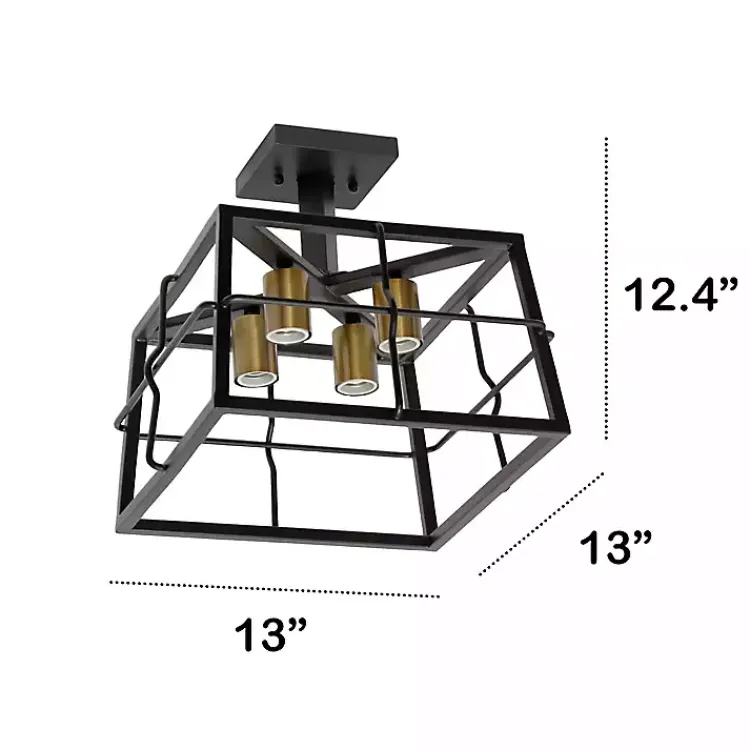 Flush Mount Lighting-Kirklands Home Ironhouse Flush Mount Light Black