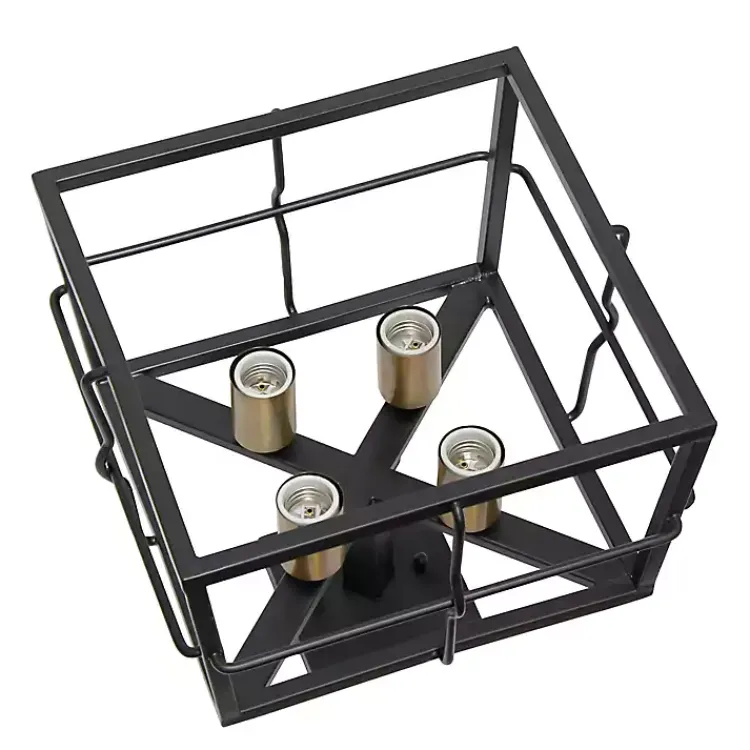 Flush Mount Lighting-Kirklands Home Ironhouse Flush Mount Light Black