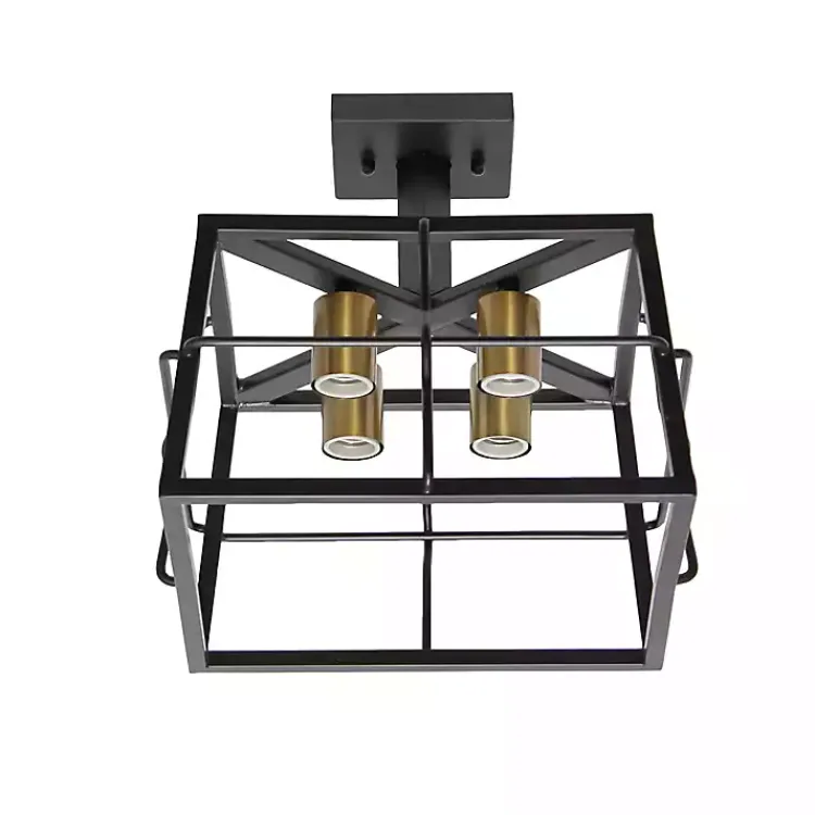 Flush Mount Lighting-Kirklands Home Ironhouse Flush Mount Light Black