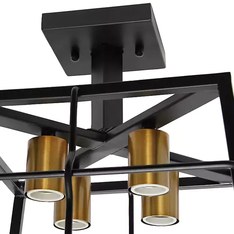 Flush Mount Lighting-Kirklands Home Ironhouse Flush Mount Light Black