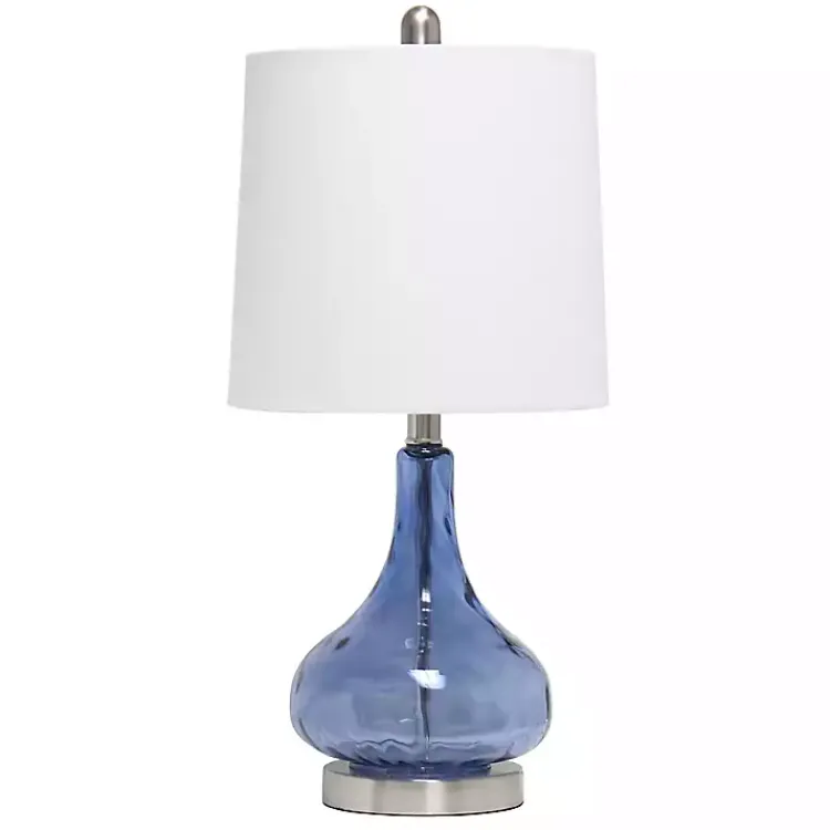 Table Lamps-Kirklands Home Rippled Glass Droplet Table Lamp Blue