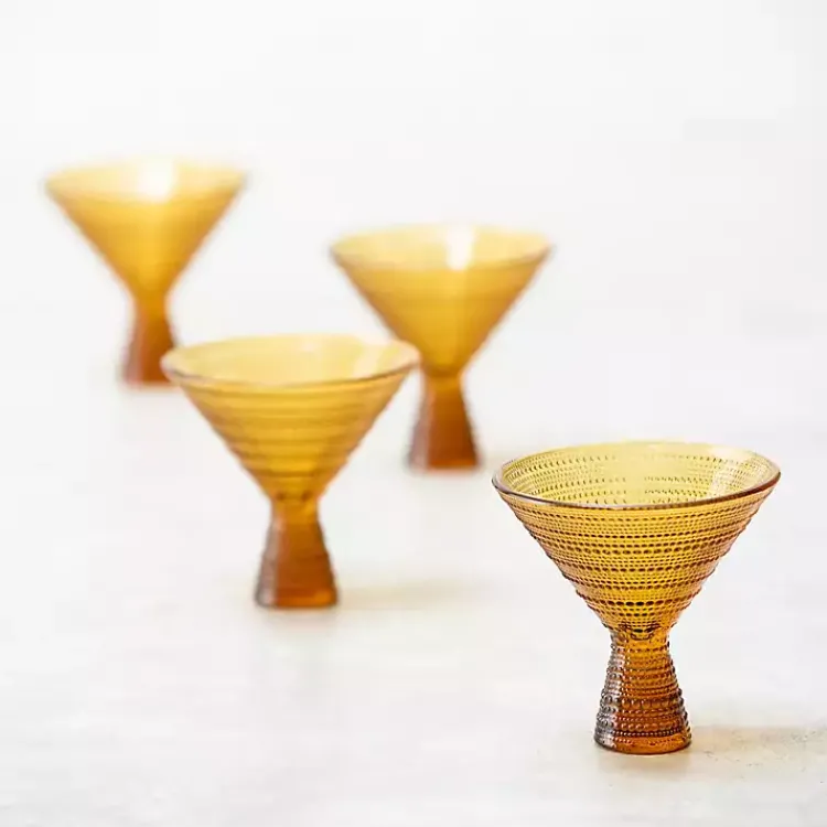 Glassware & Drinkware-Kirklands Home Fortessa Amber Jupiter Martini Glasses, Set of 4 Orange