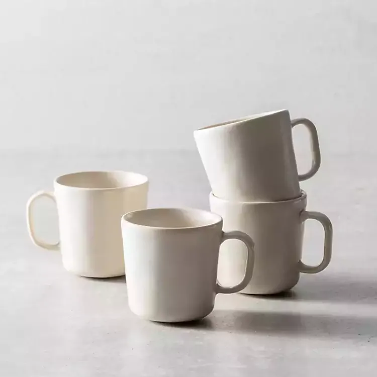 Glassware & Drinkware-Kirklands Home Fortessa Sand Ceramic Mugs, Set of 4 Tan