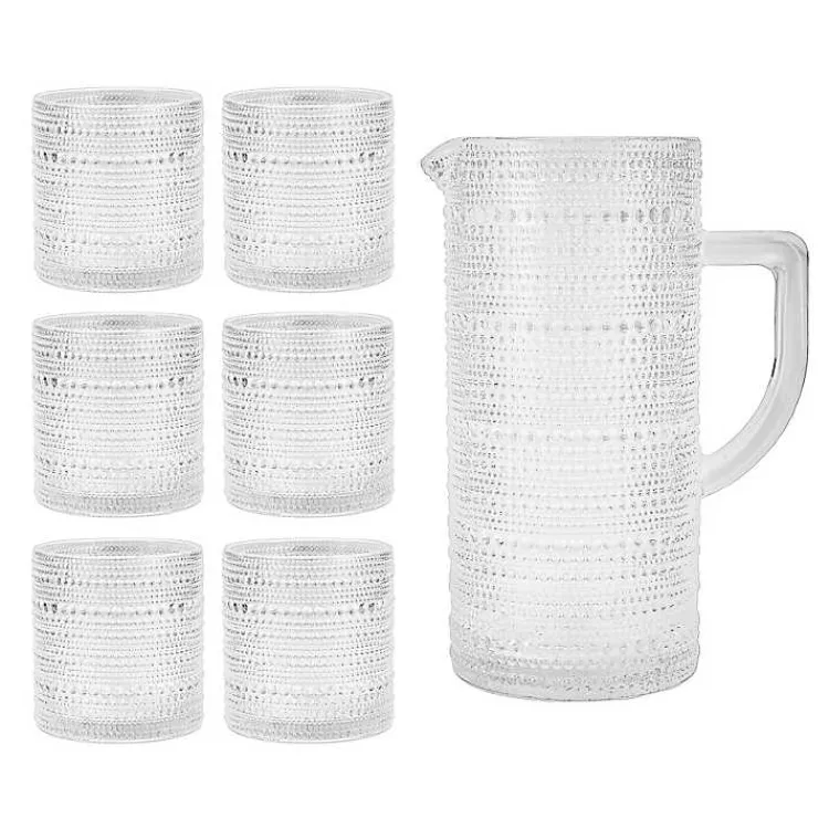 Glassware & Drinkware-Kirklands Home Fortessa Bead Glasses and Pitcher, Set of 7 Clear