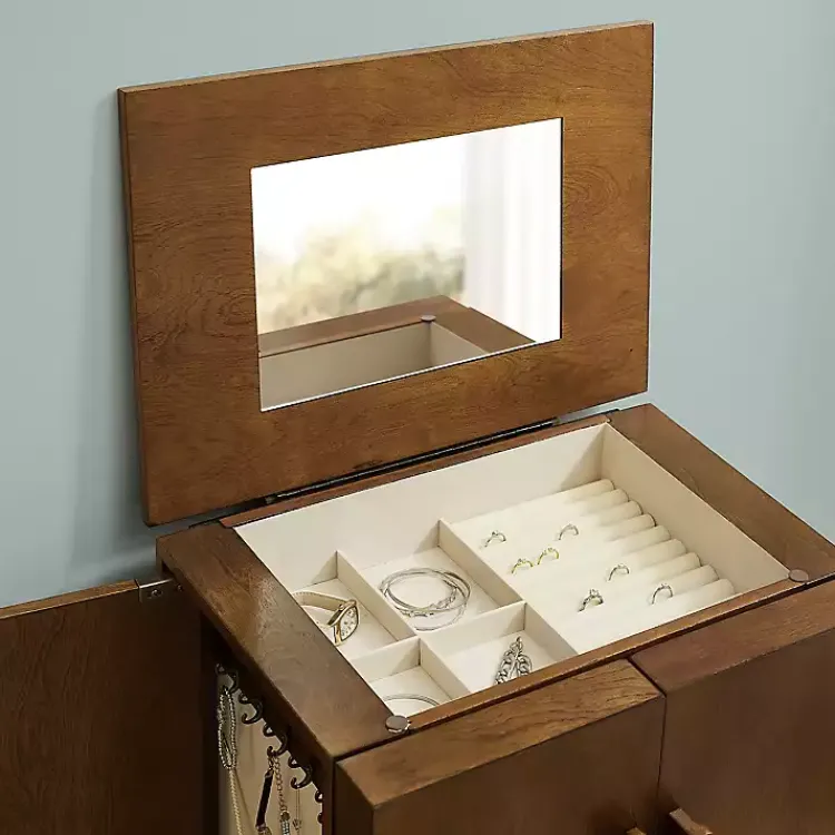 Armoires-Kirklands Home Mid-Century Modern Walnut Jewelry Armoire Brown