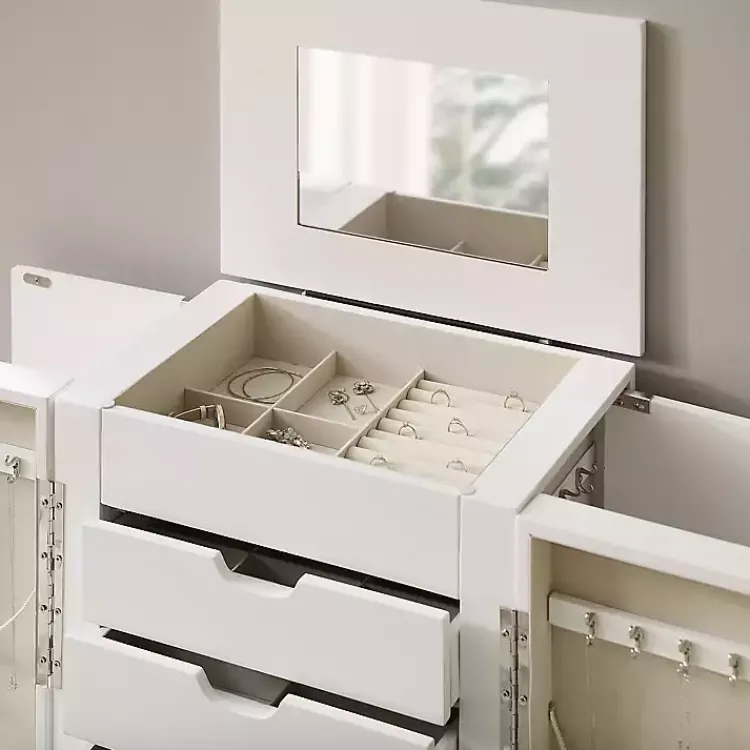 Armoires-Kirklands Home Mid-Century Modern Jewelry Armoire White