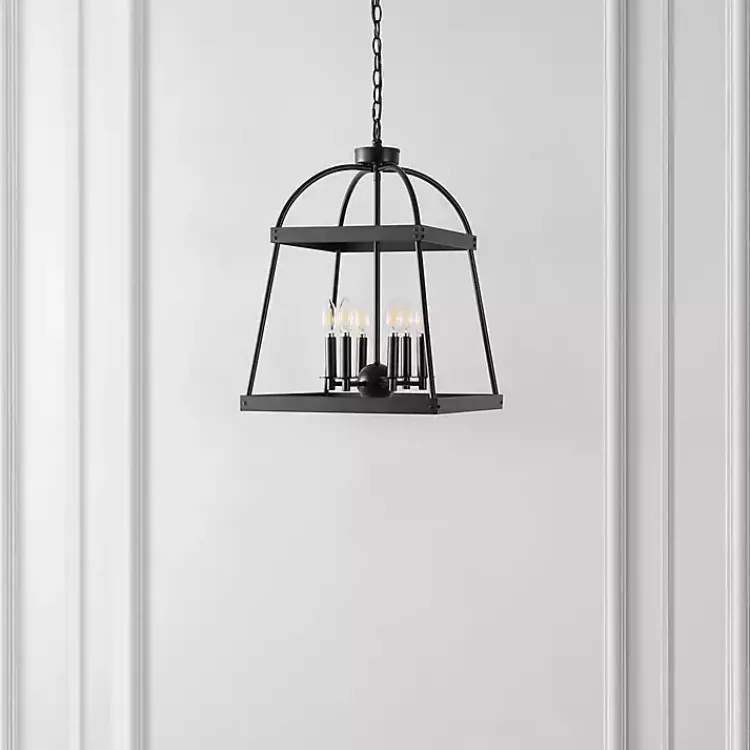 Chandeliers & Pendant Lighting-Kirklands Home Open Frame Adjustable Chandelier Black