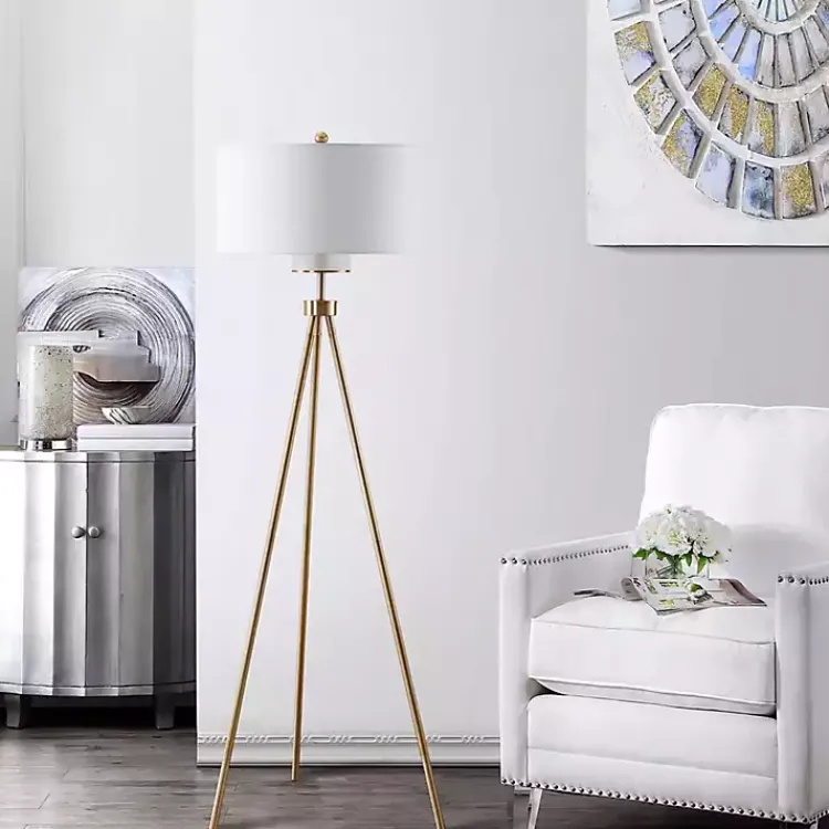 Floor Lamps-Kirklands Home Tripod Modern Floor Lamp Gold