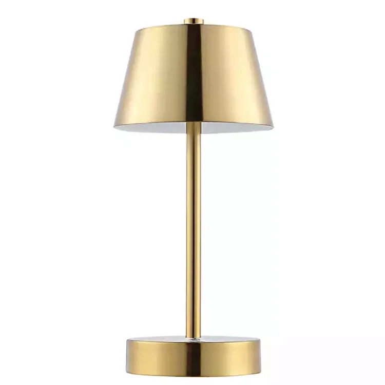 Table Lamps-Kirklands Home Brass Rechargeable LED Table Lamp, 10 in. Gold
