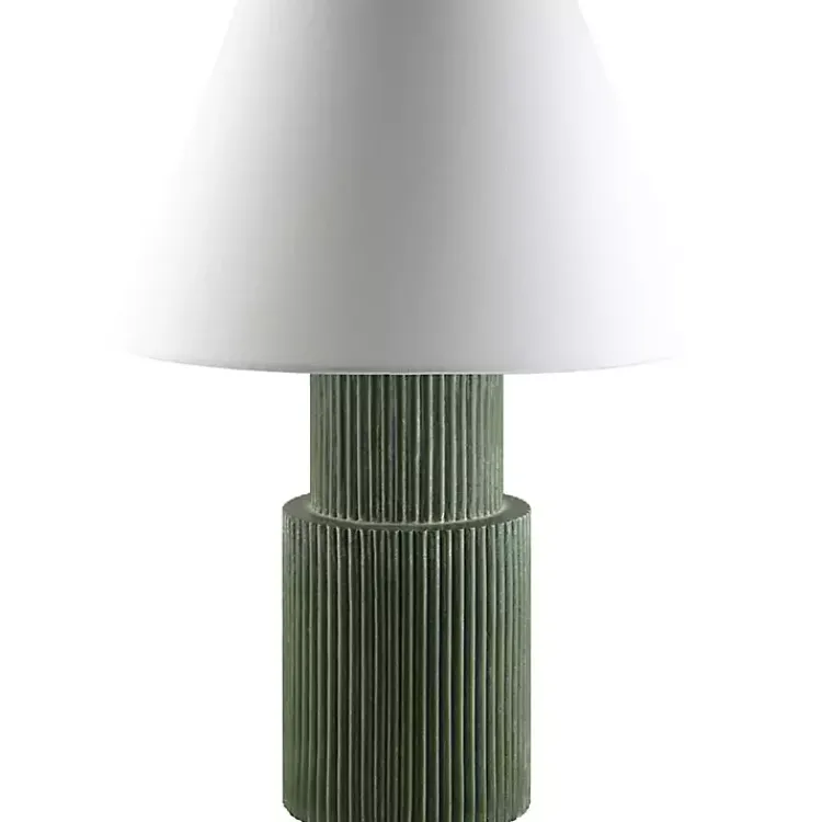 Table Lamps-Kirklands Home Forest Green Ribbed Table Lamp White