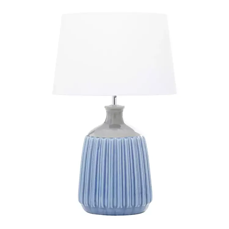 Table Lamps-Kirklands Home Blue Ceramic Breeze Table Lamp White