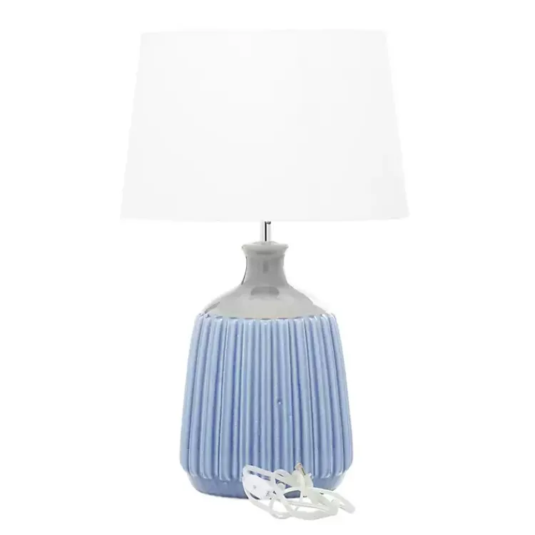 Table Lamps-Kirklands Home Blue Ceramic Breeze Table Lamp White