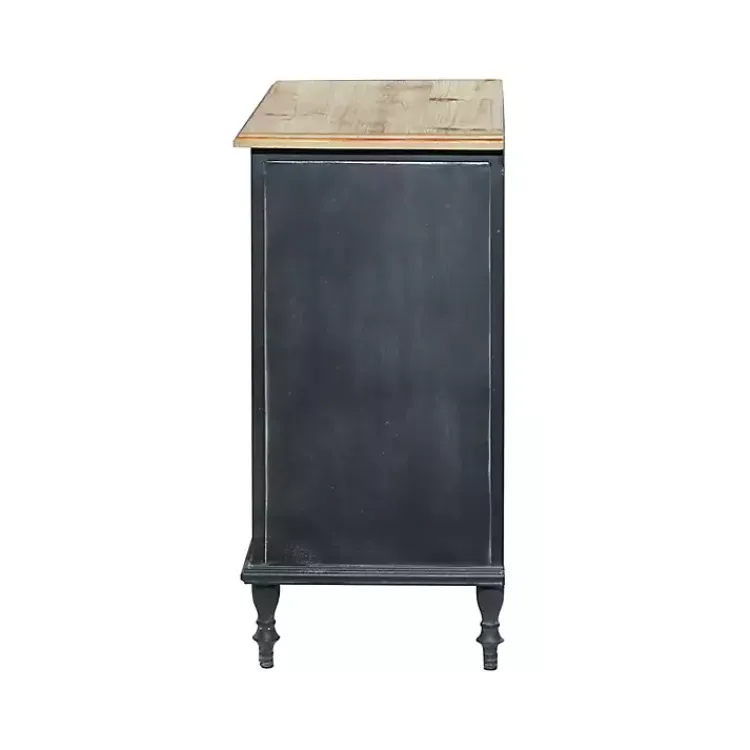 Cabinets & Sideboards-Kirklands Home Black Metal and Brown Wood Storage Cabinet