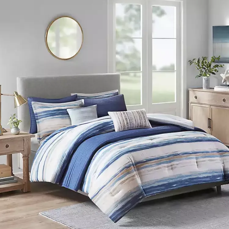 Comforters-Kirklands Home Blue Watercolor 8-pc. Full/Queen Comforter Set