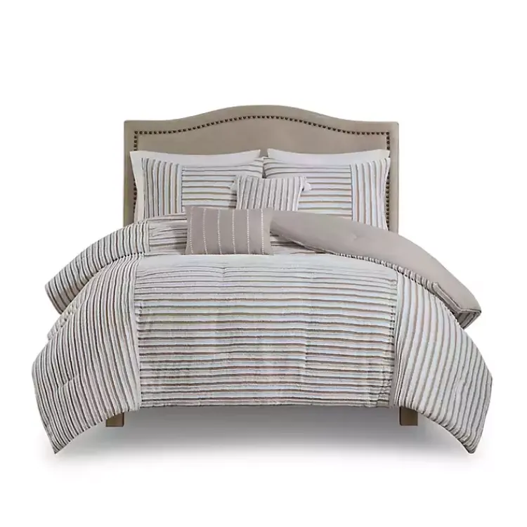 Comforters-Kirklands Home Neutral Striped 5-pc. King Comforter Set