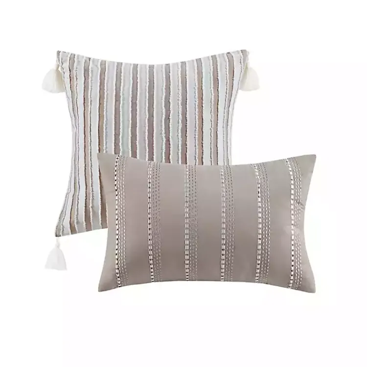 Comforters-Kirklands Home Neutral Striped 5-pc. King Comforter Set