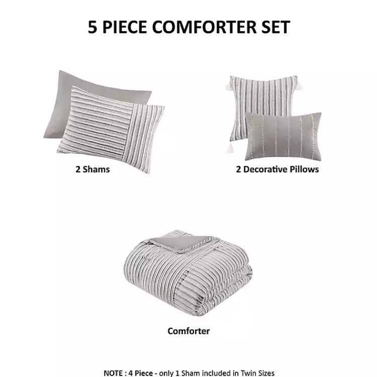 Comforters-Kirklands Home Neutral Striped 5-pc. King Comforter Set