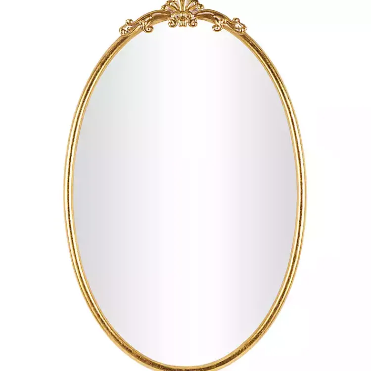 Decorative Mirrors-Kirklands Home Gold Oval Baroque Wall Mirror