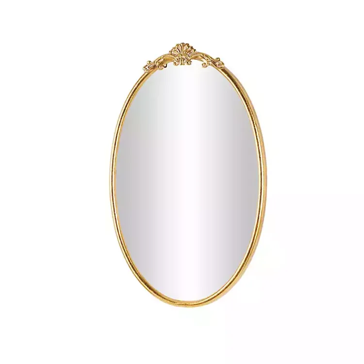 Decorative Mirrors-Kirklands Home Gold Oval Baroque Wall Mirror