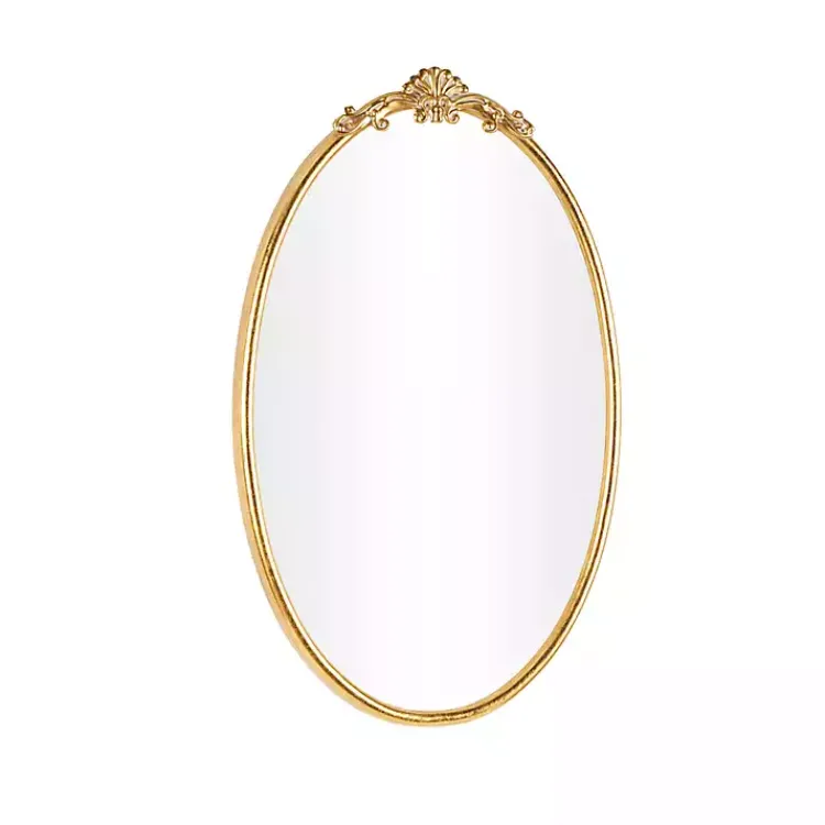 Decorative Mirrors-Kirklands Home Gold Oval Baroque Wall Mirror