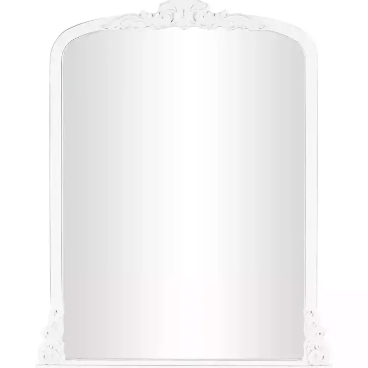 Decorative Mirrors-Kirklands Home White Scroll Arched Rectangle Wall Mirror