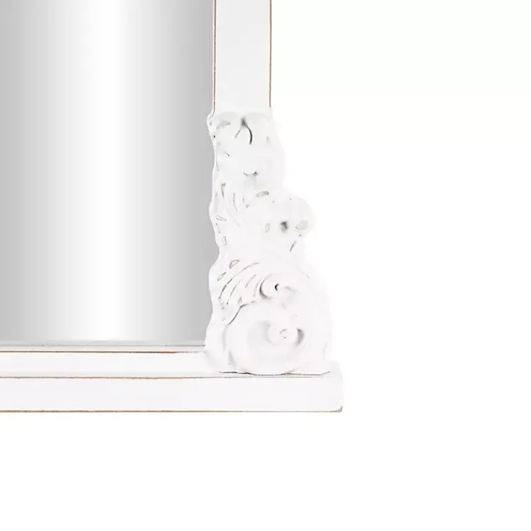 Decorative Mirrors-Kirklands Home White Scroll Arched Rectangle Wall Mirror