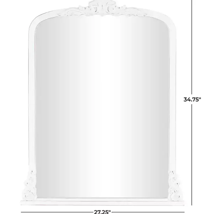 Decorative Mirrors-Kirklands Home White Scroll Arched Rectangle Wall Mirror