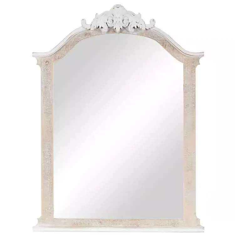 Decorative Mirrors-Kirklands Home Cream Arched Rectangle Scroll Wall Mirror