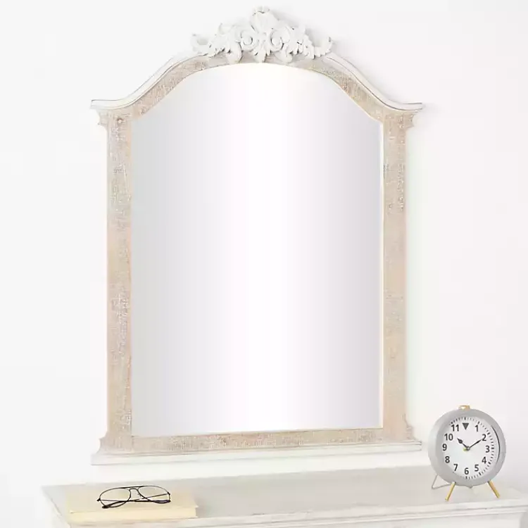 Decorative Mirrors-Kirklands Home Cream Arched Rectangle Scroll Wall Mirror
