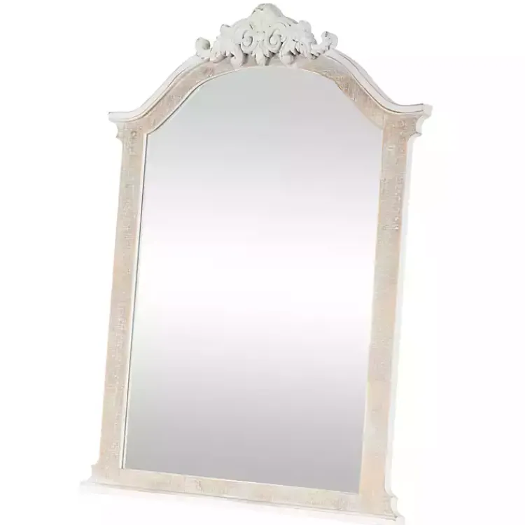 Decorative Mirrors-Kirklands Home Cream Arched Rectangle Scroll Wall Mirror