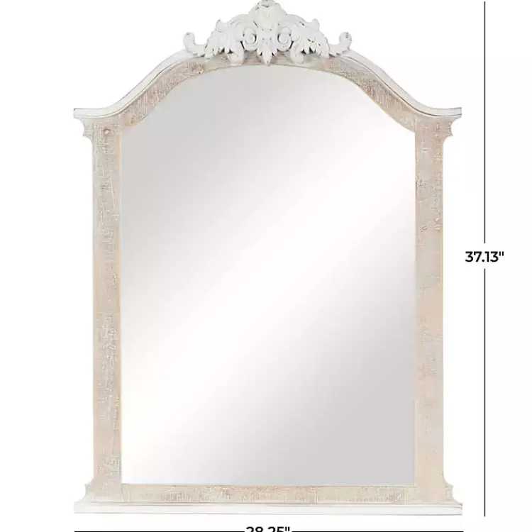 Decorative Mirrors-Kirklands Home Cream Arched Rectangle Scroll Wall Mirror