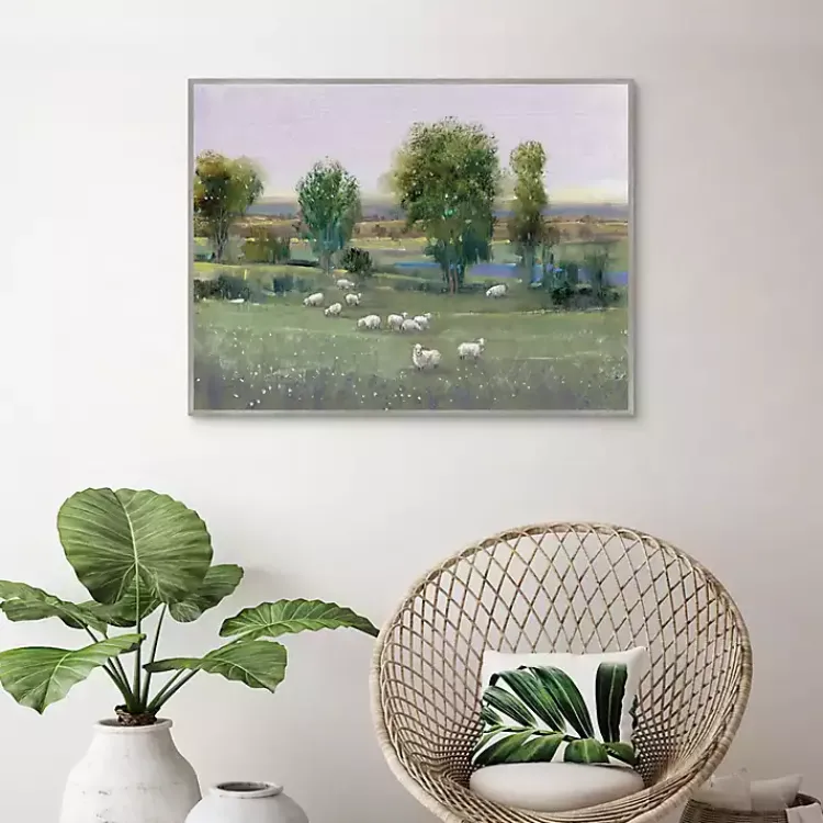 Canvas Art-Kirklands Home Field of Sheep Framed Canvas Art Print Green