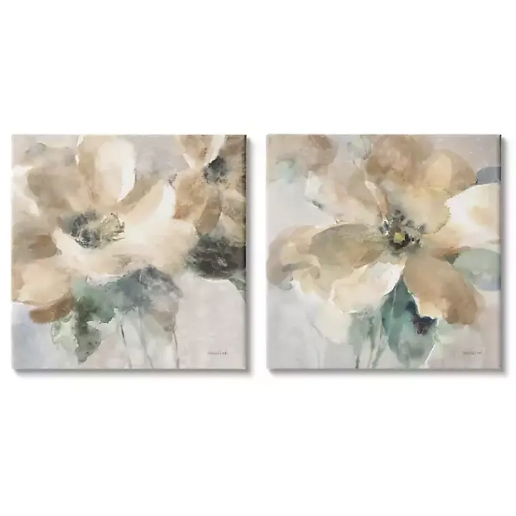 Canvas Art-Kirklands Home Beige Abstract Flowers Canvas Art Prints, Set of 2 Tan