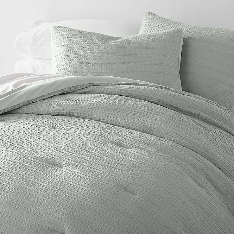 Comforters-Kirklands Home Mist Waffle Ultra-Soft 3-pc. Queen Comforter Set Green