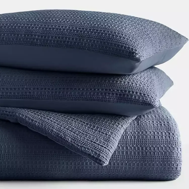 Comforters-Kirklands Home Navy Waffle Ultra-Soft 3-pc. Twin Comforter Set Blue