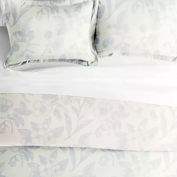 Duvets-Kirklands Home Blue Botanical 3-pc. Queen Duvet Cover Set White