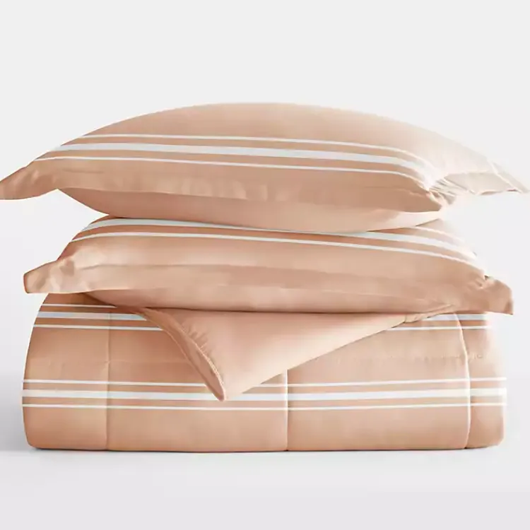 Comforters-Kirklands Home Rose Striped Reversible 3-pc. Queen Comforter Set Pink