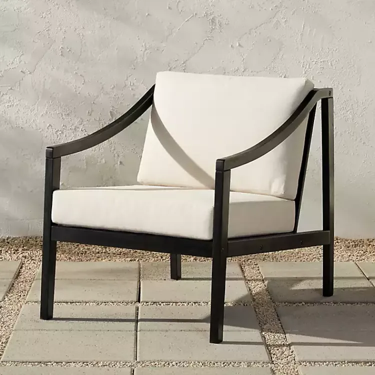 Outdoor Seating-Kirklands Home Black Acacia Wood Outdoor Club Chair