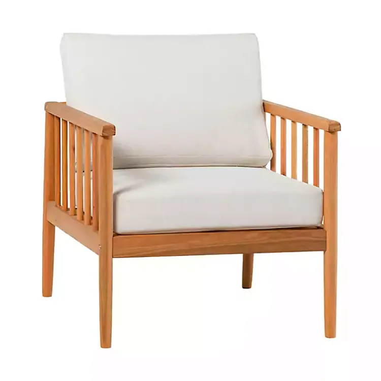 Outdoor Seating-Kirklands Home Natural Eucalyptus Wood Outdoor Accent Chair