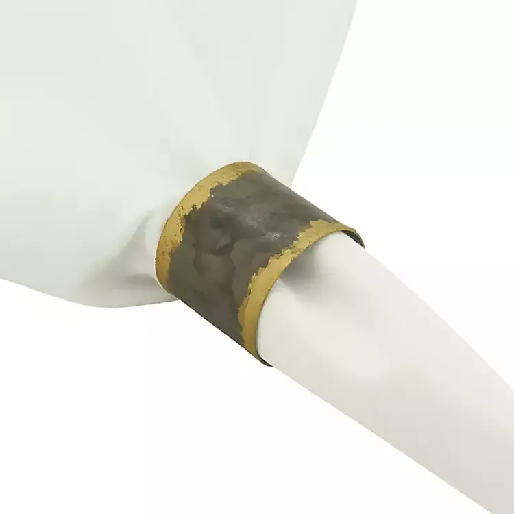 Table Linens-Kirklands Home Galvanized Metal Gold Rim Napkin Rings, Set of 4