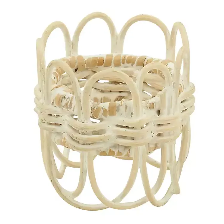 Table Linens-Kirklands Home Cream Twisted Rattan Napkin Rings, Set of 4 White