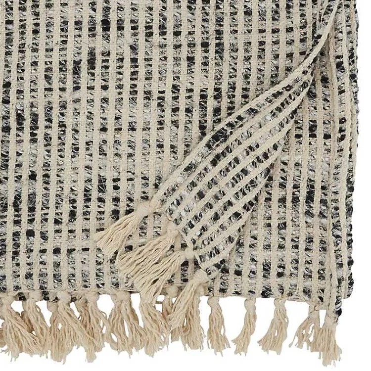 Table Linens-Kirklands Home Black and Ivory Woven Stripe Table Runner