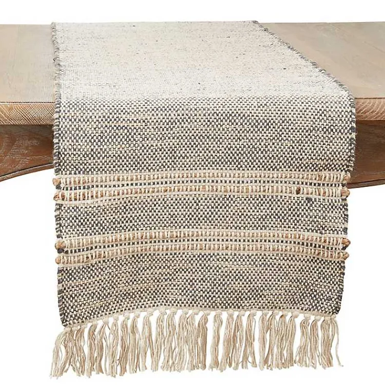 Table Linens-Kirklands Home Neutral Woven Tassel Table Runner