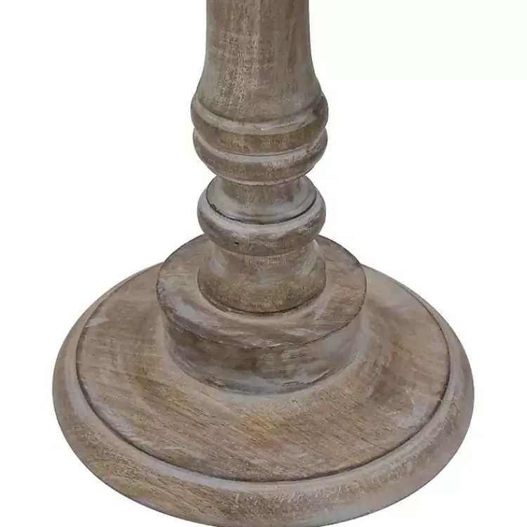 Accent & End Tables-Kirklands Home Round Antique Etched Pedestal Accent Table Gray