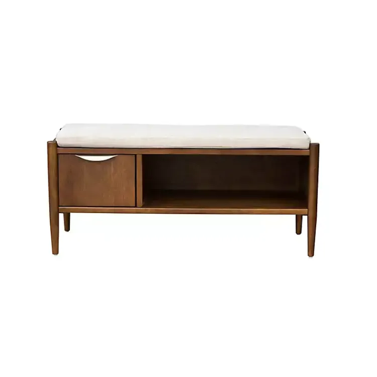 Benches & Ottomans-Kirklands Home Wood Arcadia Storage Bench with Cushion White