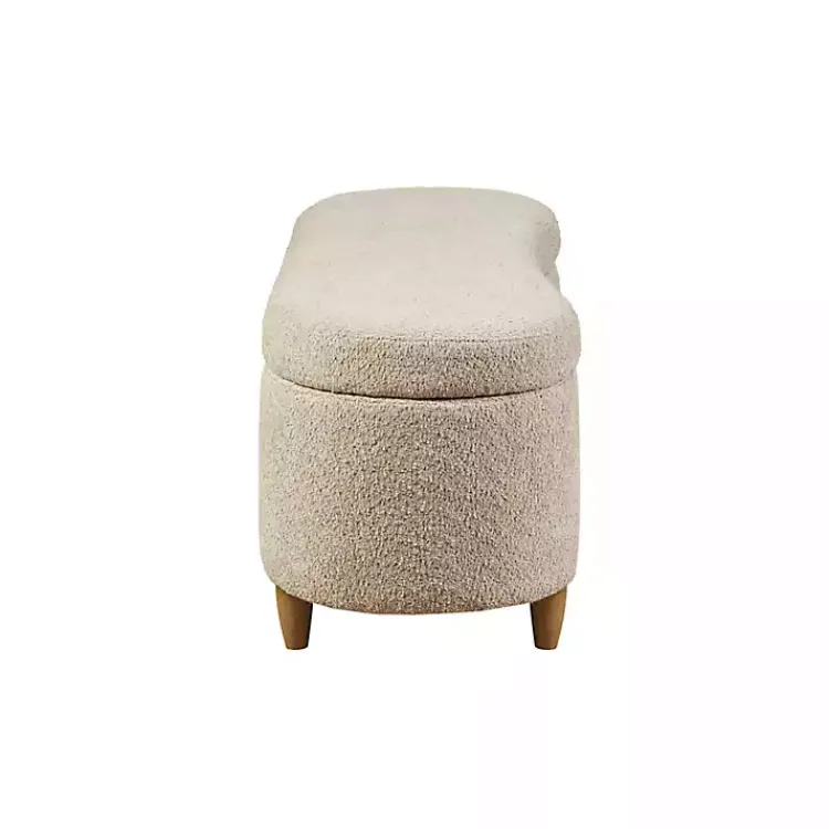 Benches & Ottomans-Kirklands Home Cream Boucle Flip-Top Storage Bench White